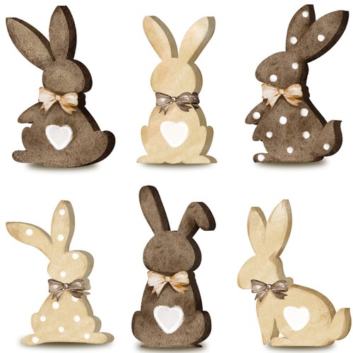 Pcs easter bunny wooden - bunny,