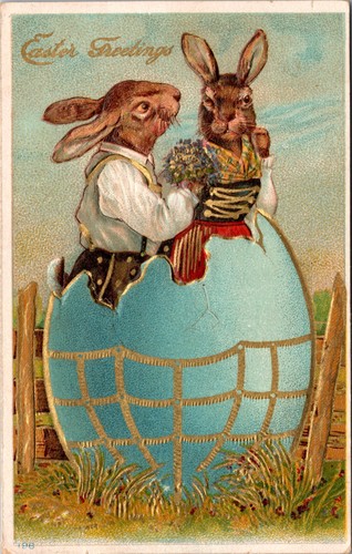 Easter greetings rabbits - rabbits, in