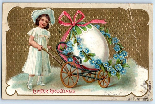 1907 easter greetings child - easter,