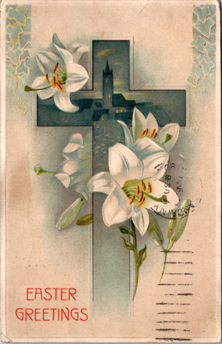Easter greetings cross scene - easter,
