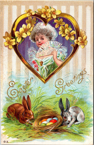 Easter greetings bunnies - easter,