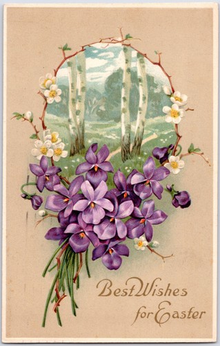 Vintage 1913 easter - easter, violets