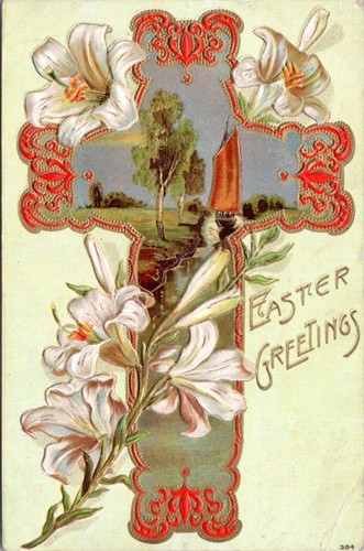 Postcard easter greetings - easter,